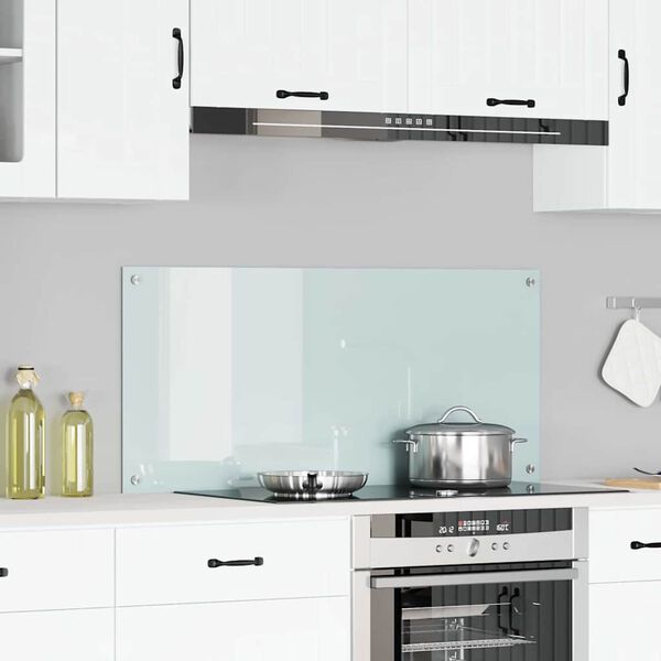 vidaXL Kitchen Backsplash White 110 x 50 x 0.6 cm Tempered Glass