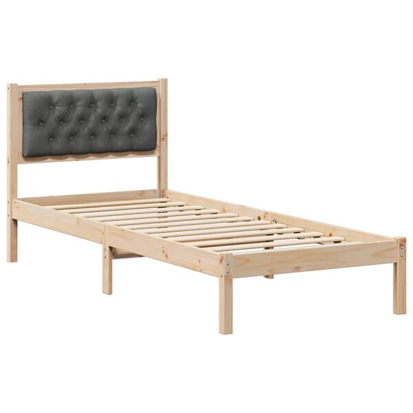 vidaXL Bed Frame with Headboard Dark Grey 90 x 190 cm Solid Pine Wood