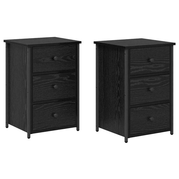 vidaXL Bedside Cabinet with Drawer 2 pcs Black Oak 40 x 36 x 60 cm