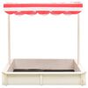 vidaXL Sandbox with Adjustable Roof Fir Wood White and Red UV50