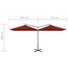 vidaXL Double Garden Parasol with Steel Pole Terracotta 600x300 cm