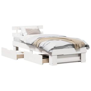 vidaXL Bed Frame with Headboard White 80 x 200 cm Solid Pine Wood