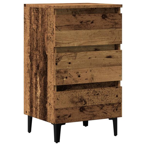 vidaXL Bed Cabinet with Metal Legs Old Wood 40x35x69 cm