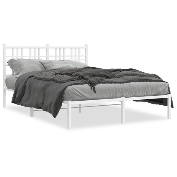 vidaXL Metal Bed Frame without Mattress with Headboard White 120x190cm