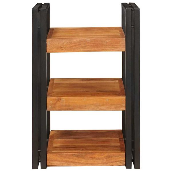 vidaXL Bedside Table Brown and Black 38 x 33 x 58 cm Solid Wood Acacia