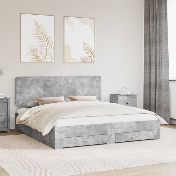vidaXL Bed Frame Concrete Grey 180 x 200 cm Engineered Wood