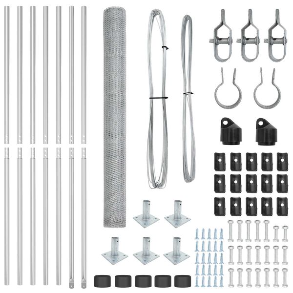 vidaXL Fence with Posts Silver 1.6 x 10 m PVC-coated steel