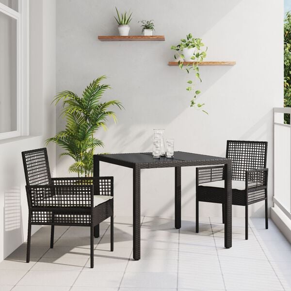vidaXL Garden Dining Set 3 pcs Light grey Poly rattan
