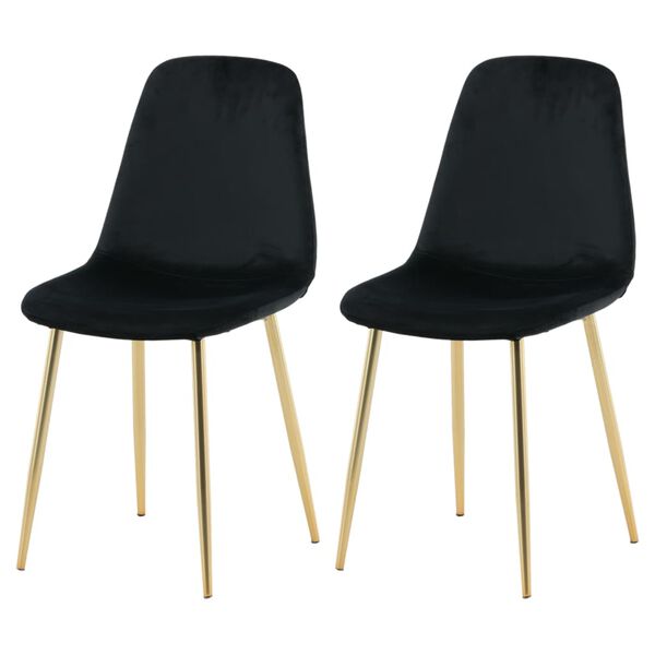 Venture Home Dining Chairs 2 pcs Polar Velvet Black and Brass
