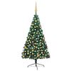 vidaXL Artificial Half Pre-lit Christmas Tree with Ball Set Green 210 cm