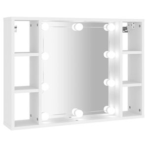 vidaXL Mirror Cabinet with LED White 76x15x55 cm