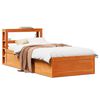 vidaXL Bed Frame with Headboard Wax Brown 90x200 cm Solid Wood Pine