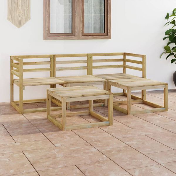 vidaXL 5 Piece Garden Lounge Set Green Impregnated Pinewood