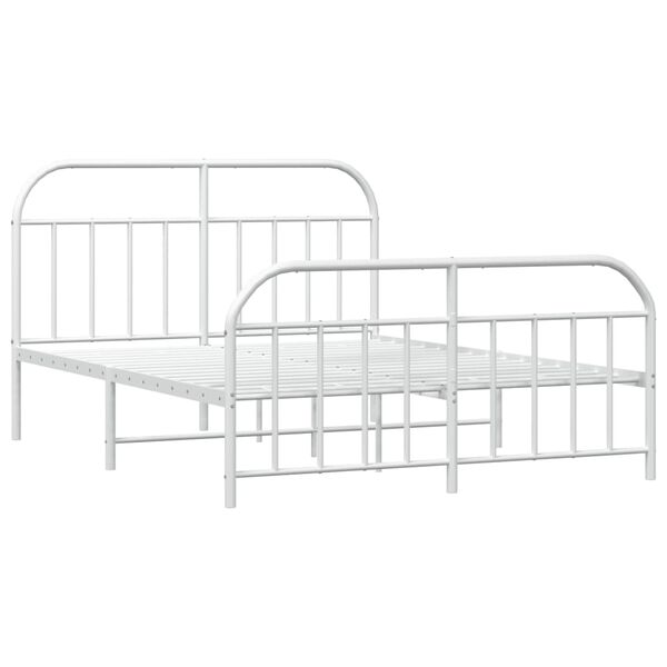 vidaXL Metal Bed Frame without Mattress with Footboard White 140x200cm