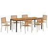 vidaXL Garden Dining Set 7 pcs Beige and Brown Poly Rattan