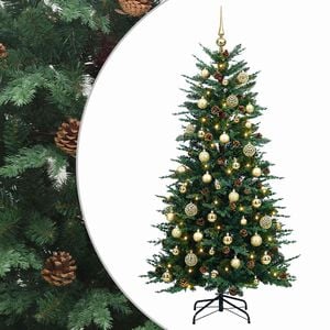 vidaXL Artificial Hinged Christmas Tree 150 cm 150 LEDs Warm White