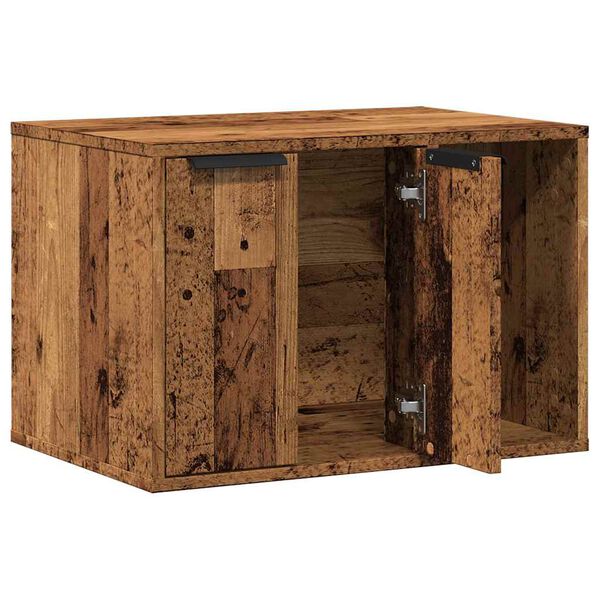 vidaXL Cat Litter Box Enclosure Old Wood 60x40x40 cm Engineered Wood