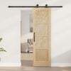 vidaXL Sliding Door Natural and Black 61 x 198.5 cm Solid Pine Wood
