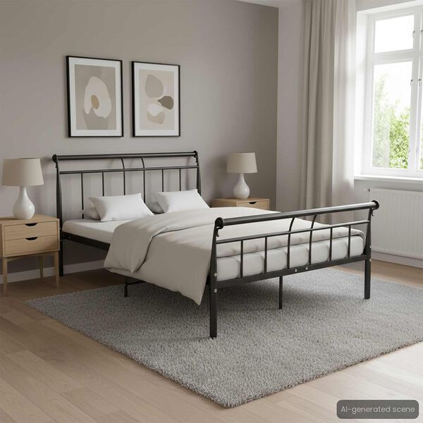 vidaXL Bed Frame without Mattress Black Metal 120x200 cm