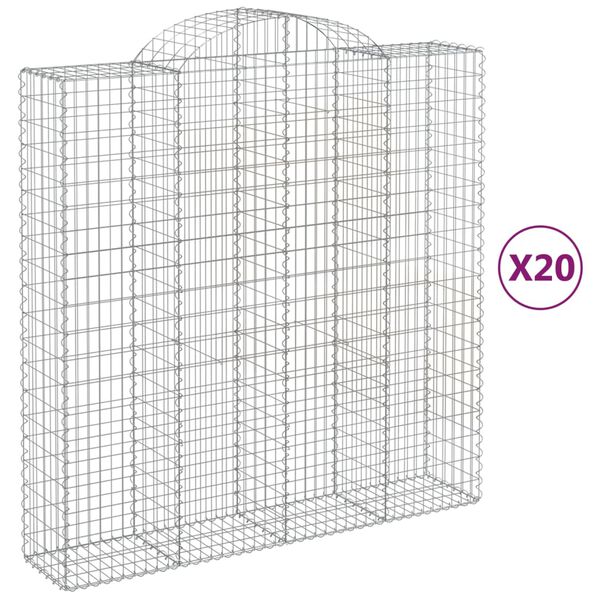 vidaXL Arched Gabion Baskets 20 pcs 200x50x200/220 cm Galvanised Iron