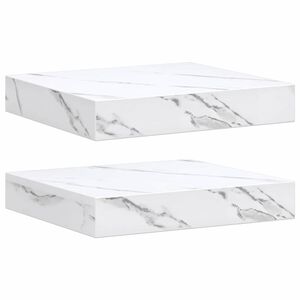 vidaXL Wall Shelf 2 pcs White Marble 23 x 23.5 x 3.8 cm