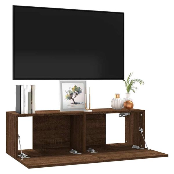 vidaXL TV Wall Cabinet Brown Oak 100x30x30 cm Engineered Wood