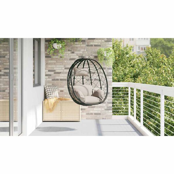 vidaXL Hanging Egg Chair Folding Taupe 91.5 x 60 x 110 cm Poly Rattan