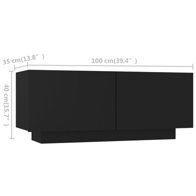 vidaXL TV Cabinet with LED Lights Black 260x35x40 cm