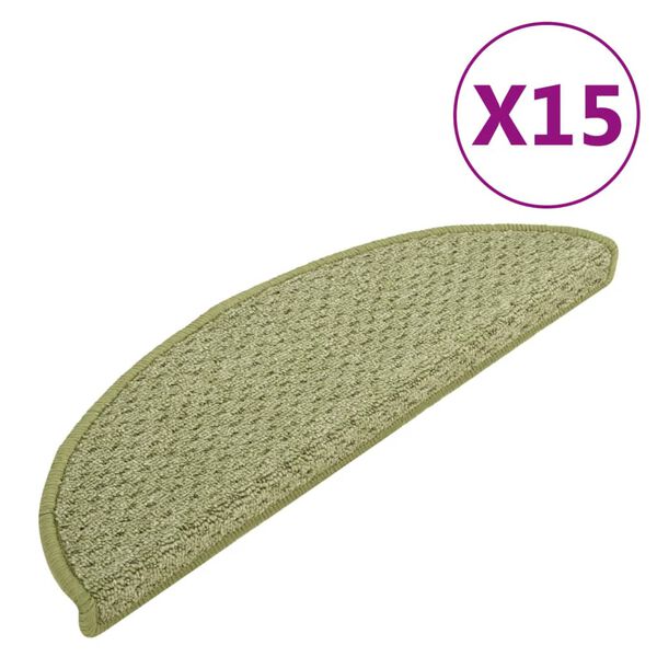 vidaXL Carpet Stair Treads 15 pcs Green 65x21x4 cm