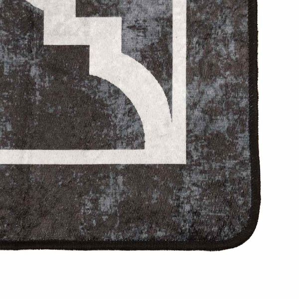 vidaXL Rug Washable Black and White 160x230 cm Anti Slip