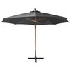 vidaXL Hanging Garden Parasol with Pole Anthracite 3.5x2.9 m Solid Fir Wood