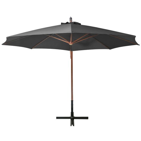 vidaXL Hanging Garden Parasol with Pole Anthracite 3.5x2.9 m Solid Fir Wood