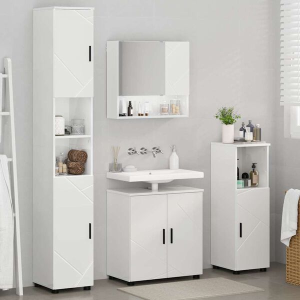 vidaXL Bathroom Furniture Set Wall-mounted 4 pcs High Gloss White