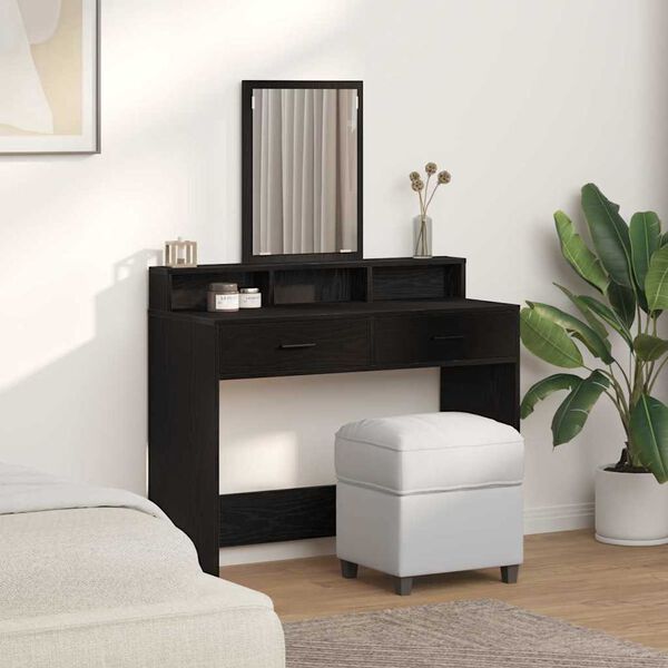 vidaXL Dressing Table Black Oak 100 x 41 x 140 cm Engineered Wood