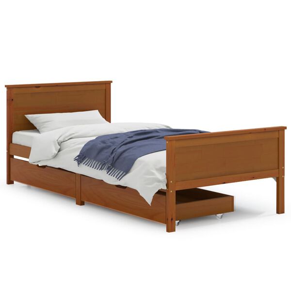 vidaXL Bed Frame without Mattress Honey Brown Solid Wood 100x200 cm