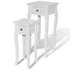 vidaXL Nesting Side Table Set 2 Pieces with Drawer White