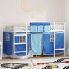 vidaXL Kids'Loft Bed Frame with Curtains White and Blue 99.5 x 190 cm