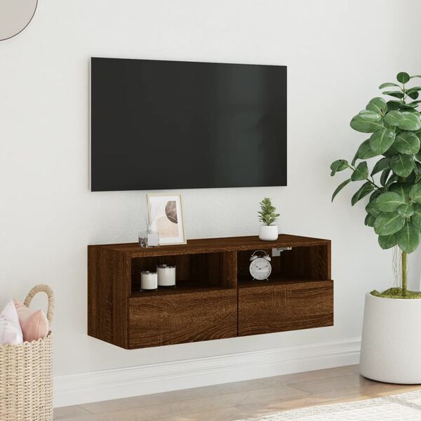 vidaXL TV Wall Cabinet Brown Oak 80x30x30 cm Engineered Wood