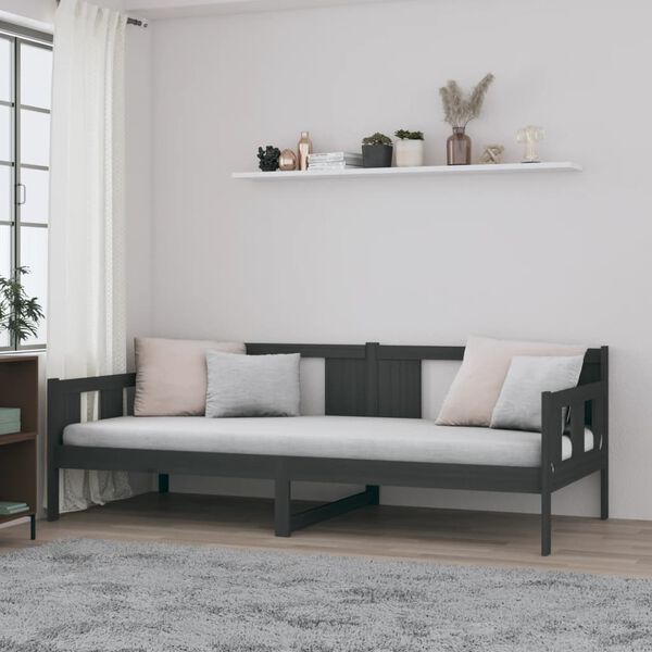 vidaXL Day Bed without Mattress Grey Solid Wood Pine 80x200 cm