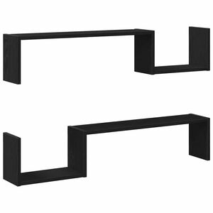 vidaXL Wall Shelf 2 pcs Black Oak 100 x 15 x 20 cm Engineered Wood