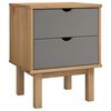 vidaXL Bedside Cabinet | Brown and Grey | Solid Pine Wood and Engineered Wood