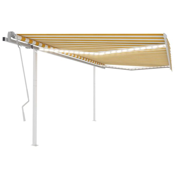 vidaXL Manual Retractable Awning with LED 4x3.5 m Yellow and White