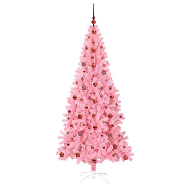 vidaXL Christmas Tree with 300 LEDs with Stand Pink 210 cm PVC