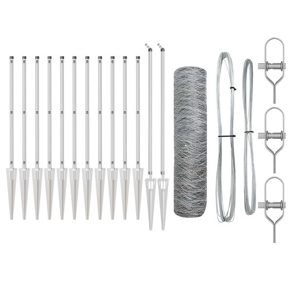 vidaXL Fence with Posts Silver 0.5 x 25 m PVC-coated steel