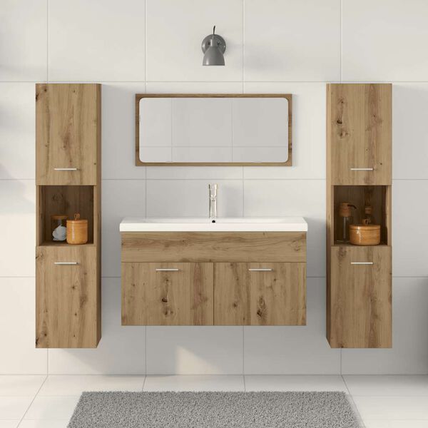 vidaXL 4 Piece Bathroom Furniture Set Artisan Oak Engineered Wood