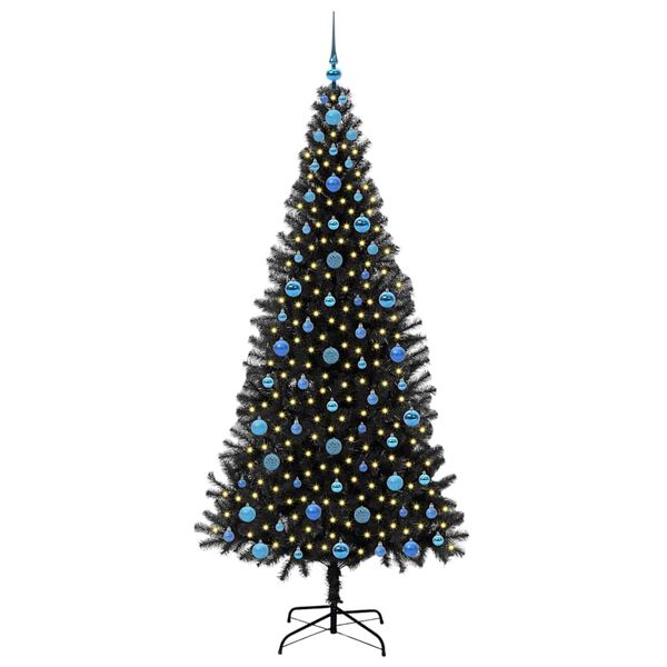 vidaXL Christmas Tree with 300 LEDs with Stand Black 210 cm PVC