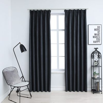 vidaXL Blackout Curtains with Hooks 2 pcs Anthracite 140x245 cm
