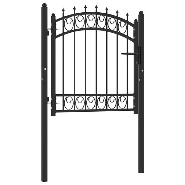 vidaXL Fence Gate with Spikes Steel 103x97 cm Black