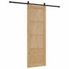vidaXL Sliding Door Natural and Black 73.5 x 211 cm Solid Pine Wood
