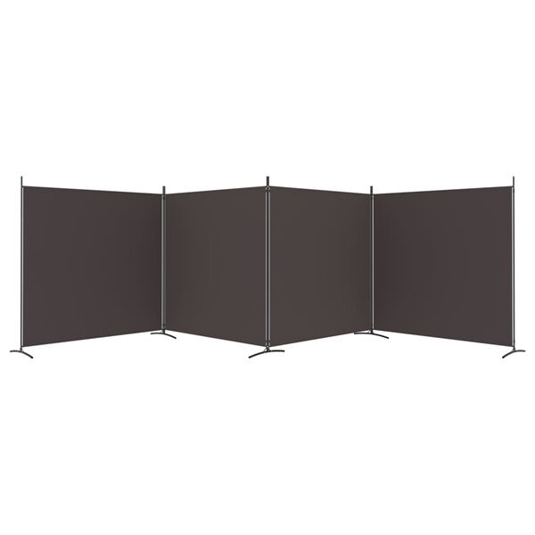 vidaXL 4-Panel Room Divider Brown 698x180 cm Fabric